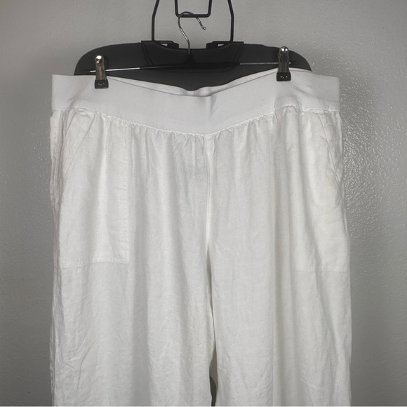 Lands' End Classic Linen White Pants - Picture 2 of 8